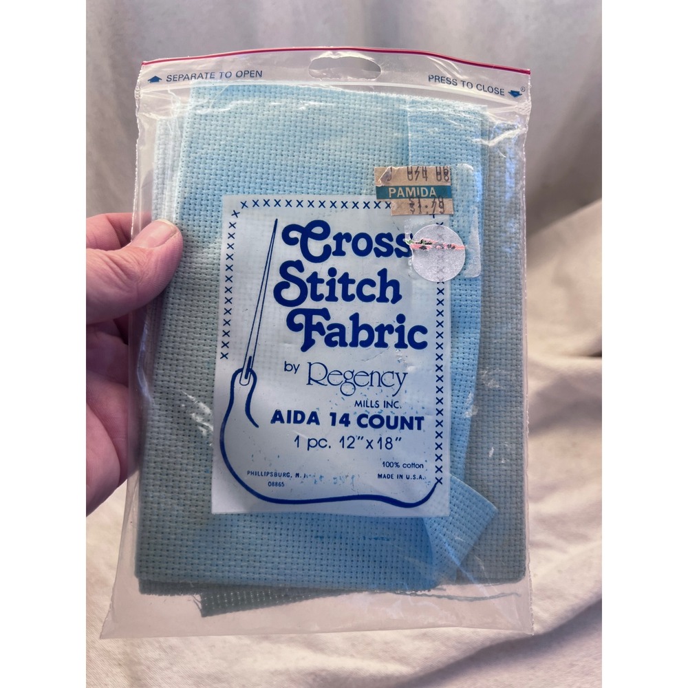 Cottagecore Unisex Regency Mills Cross Stitch Fabric 12x18 Blue